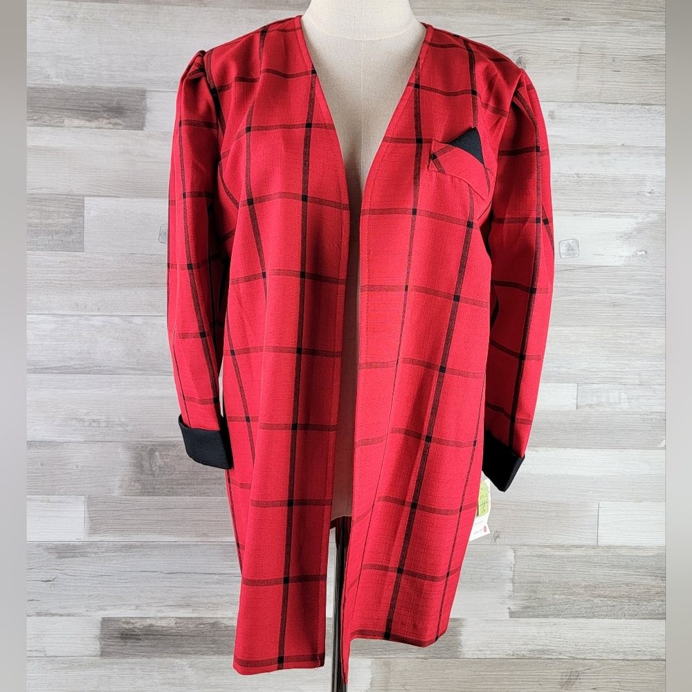 Vintage Whirlaway Frocks Open Plaid Blazer Women's Size 10P USA Made NWT - Picture 15 of 16